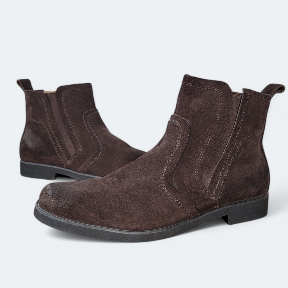 Hush Puppies Suede Ankle Boots Burnished Size 8 Brown Casual Western Boho